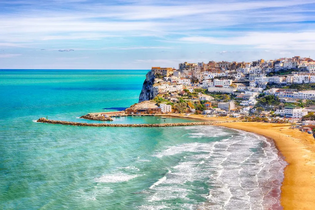 peschici italy as seen from above, one of the best beach towns in puglia italy