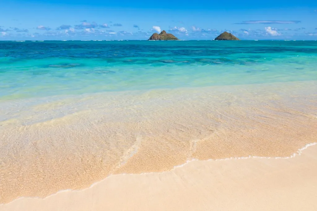 close up of the shore at lanikai beach, one of the best places to visit on oahu hawaii