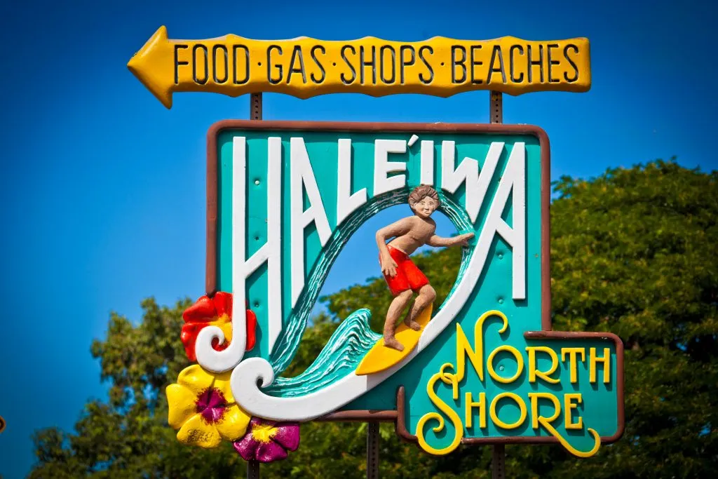 colorful sign for haleiwa north shore as seen on oahu