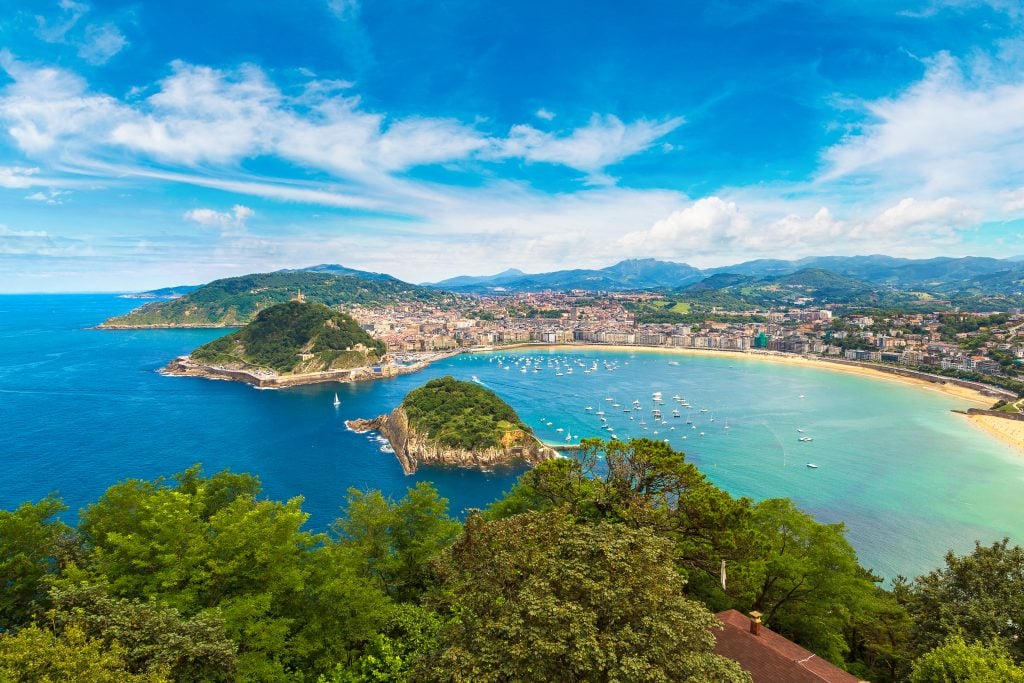 panoramic view of san sebastian spain from above