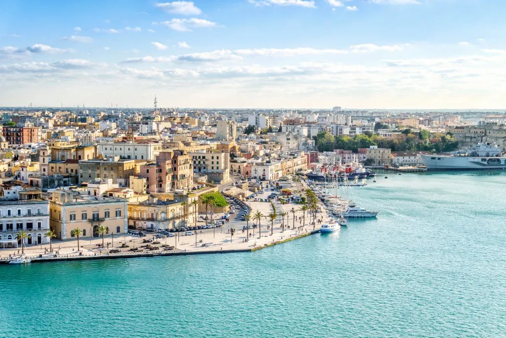 aerial view of brindisi italy cityscape with adriatic sea in the foreground