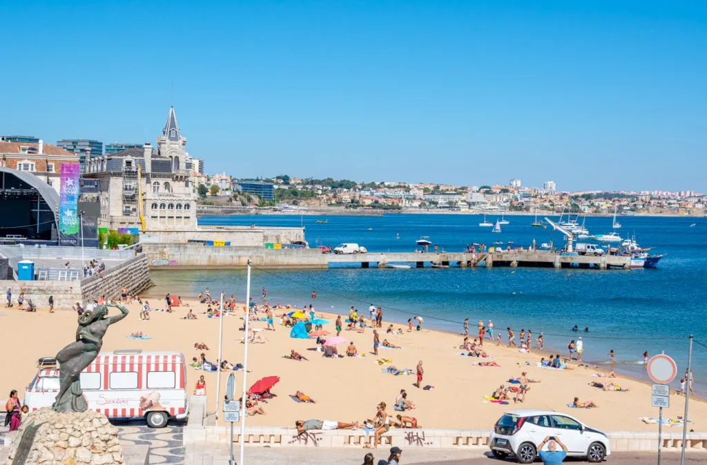 cascais beach as seen from above, one of the best things to do in cascais portugal