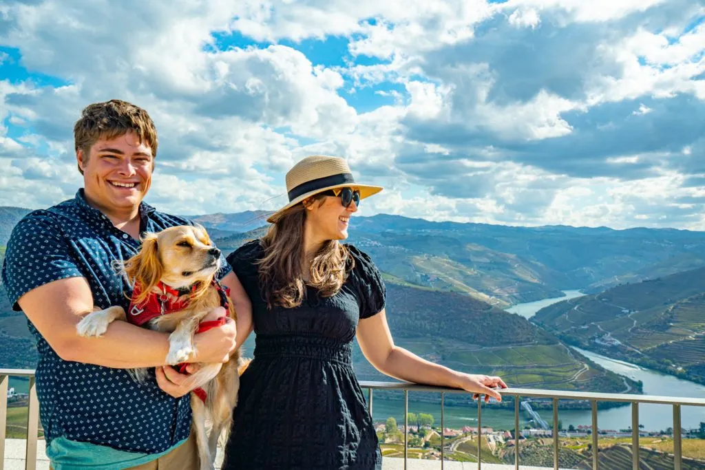 kate storm jeremy storm and ranger storm at a douro valley viewpoint