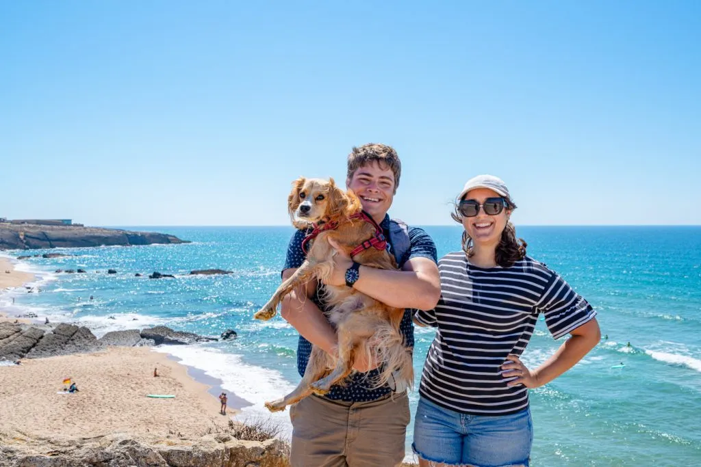 kate storm jeremy storm and ranger storm visiting one of the beaches near lisbon portugal