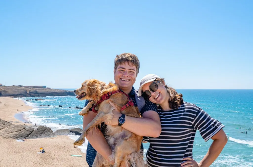 kate storm jeremy storm and ranger storm visiting one of the beaches near lisbon portugal