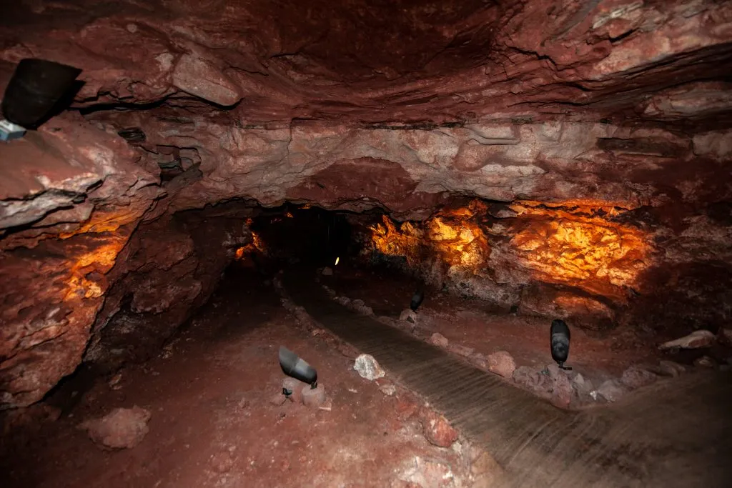 interior of wind cave in south dakota, a fun stop on a road trip in the midwest america