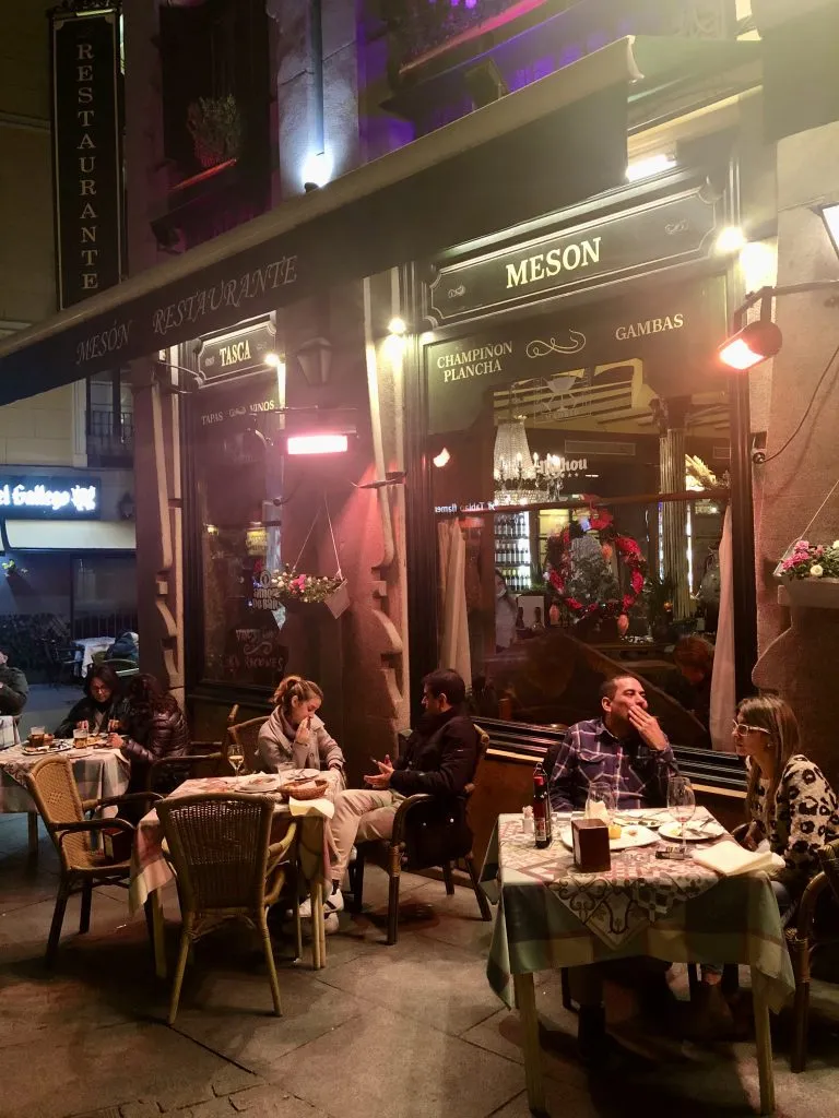 outdoor dining during the evening madrid spain
