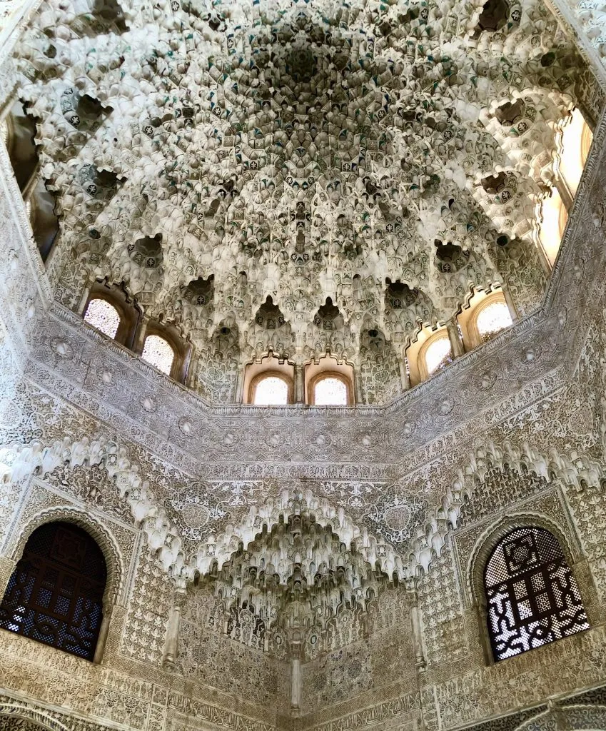 ceiling inside the nasrid palaces as seen when visiting alhambra tickets