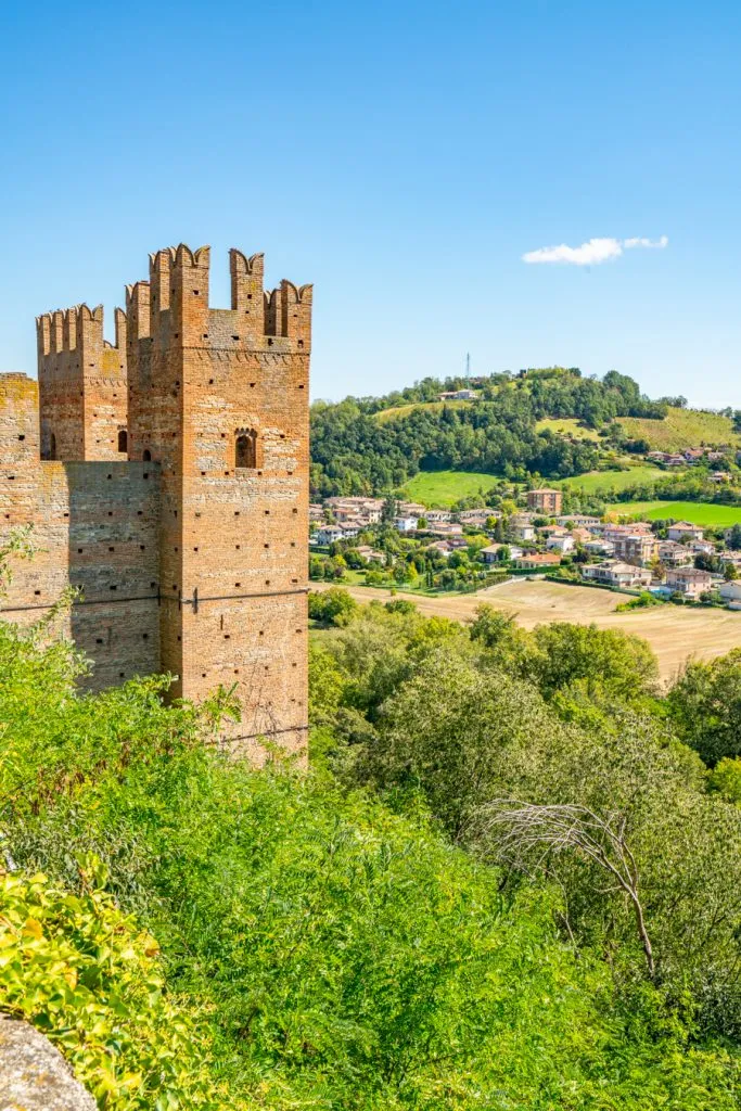 view of rocca viscontea from panoramic garden, one of the best things to do in castell'arquato emilia romagna