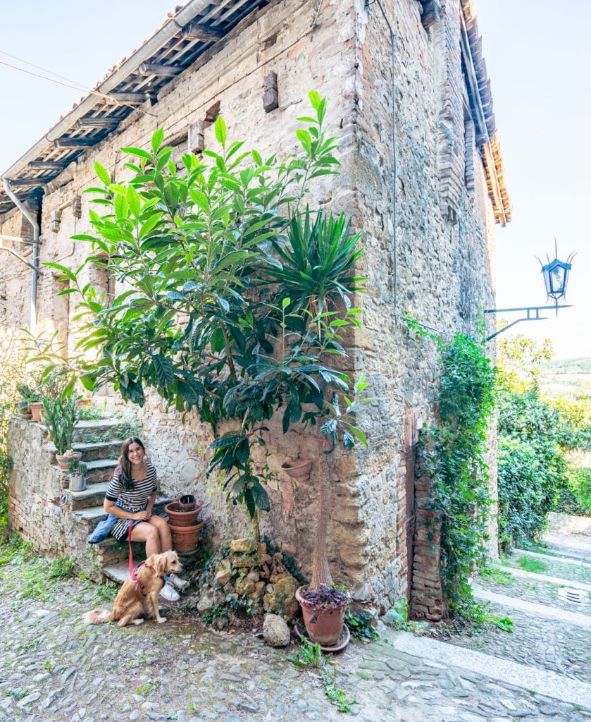 kate storm and ranger storm on a cobblestone street in castell arquato italy