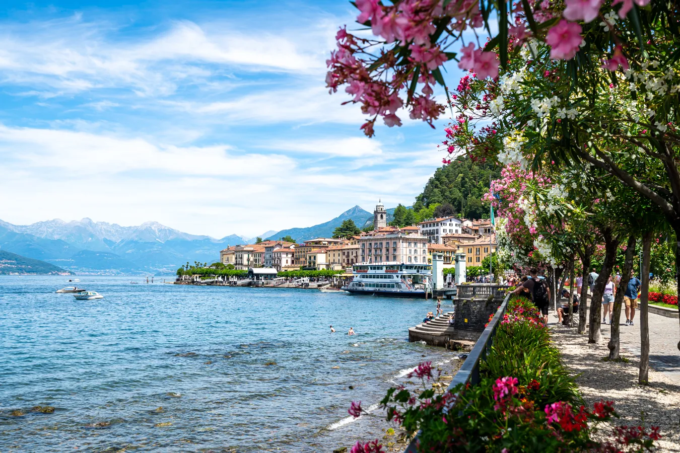 view of bellagio italy from the waterfront overlooking lake como, one of the best things to do in bellagio italy