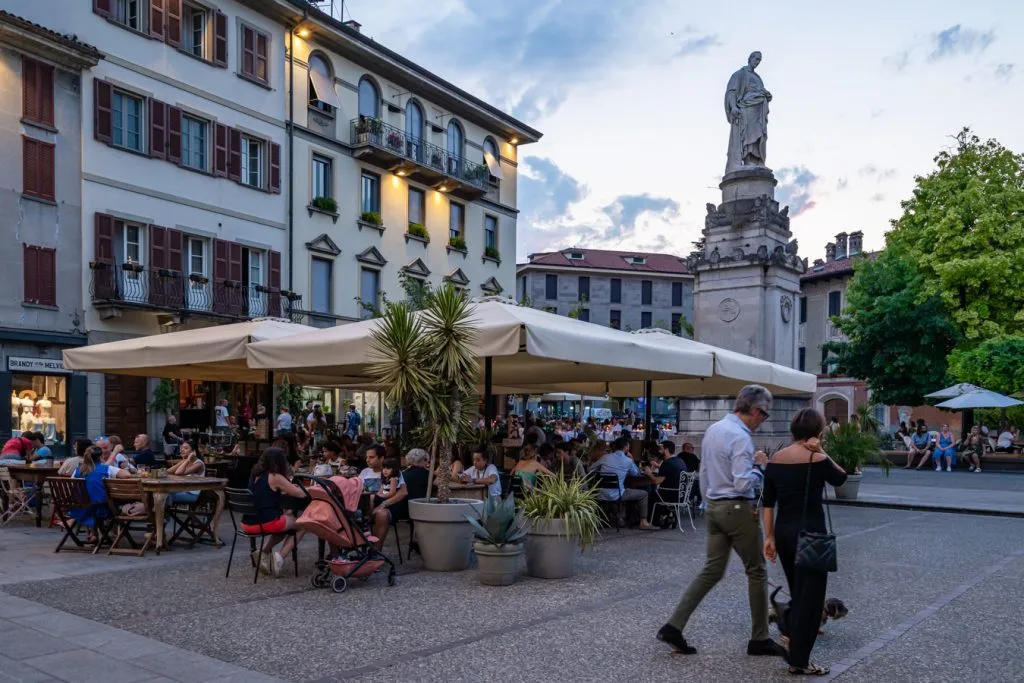 downtown como italy around sunset