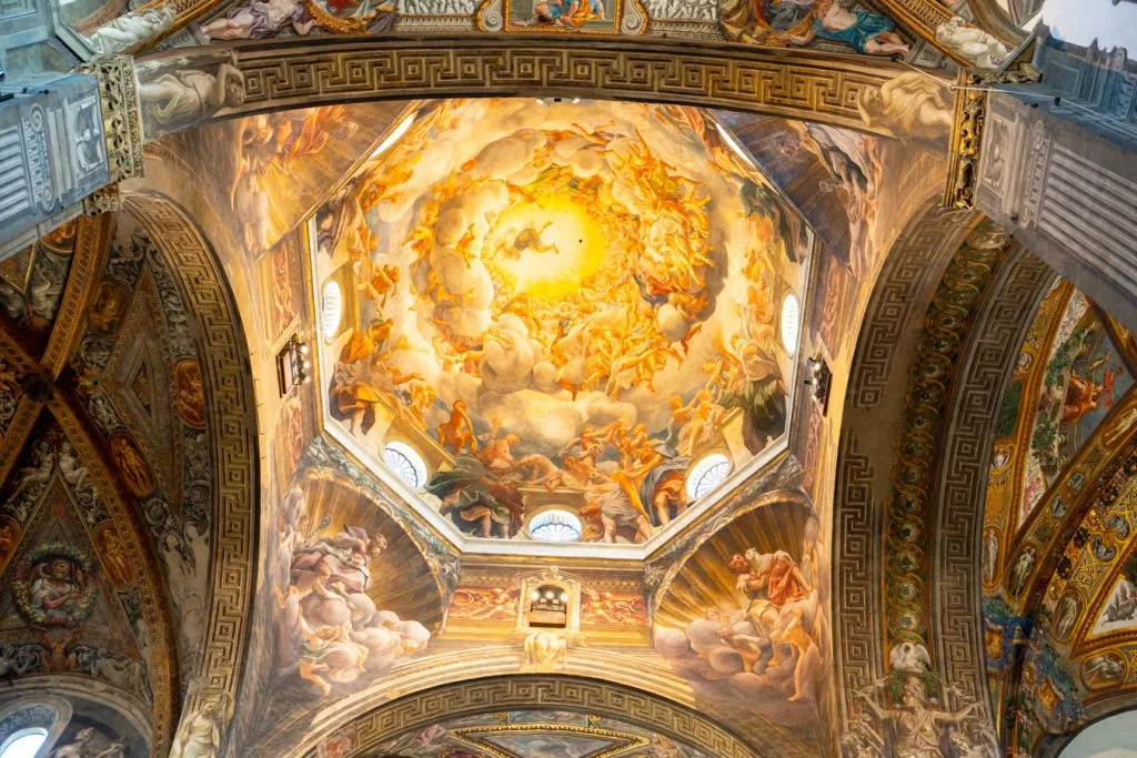 dome of the parma cathedral as seen looking up