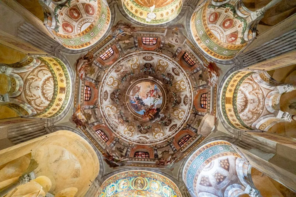painted dome ceiling in the basilica of san vitale