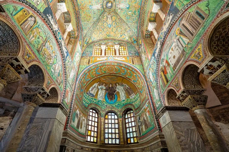 ravenna mosaics over the altar in the basilica of san vitale, home to some of the best mosaics in ravenna italy