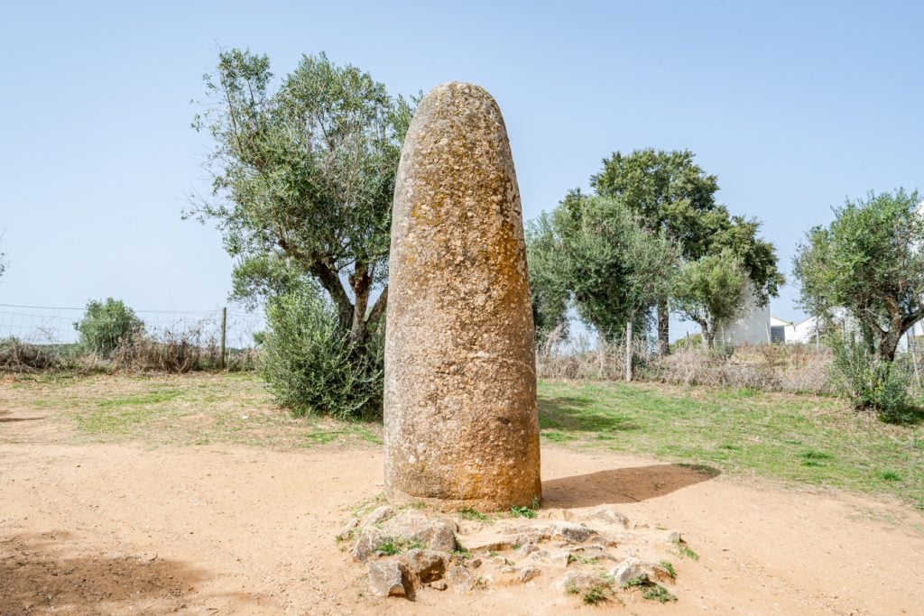 megalith near evora portugal, single standing stone