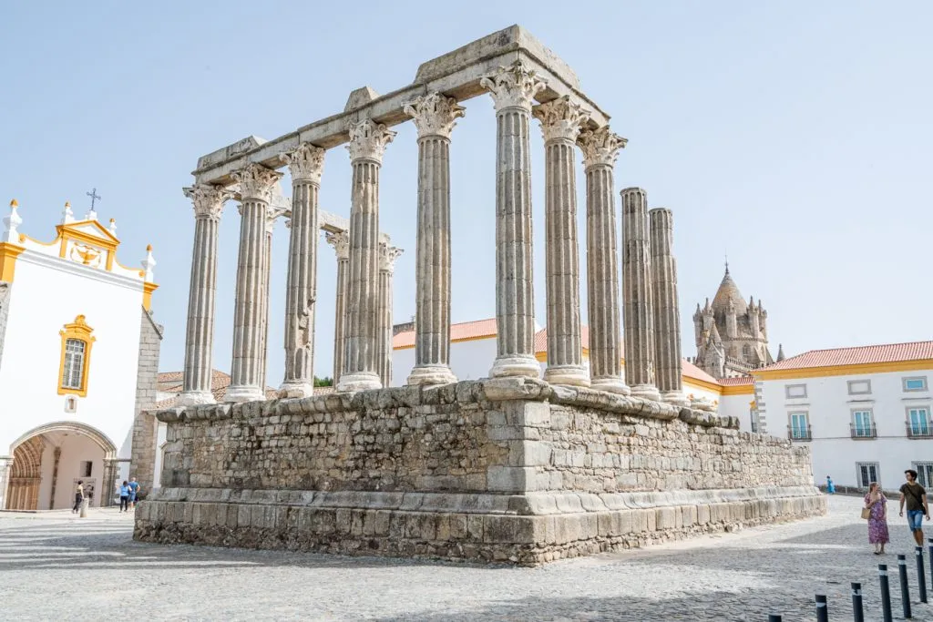 roman temple in evora portugal, sometimes called the temple of diana