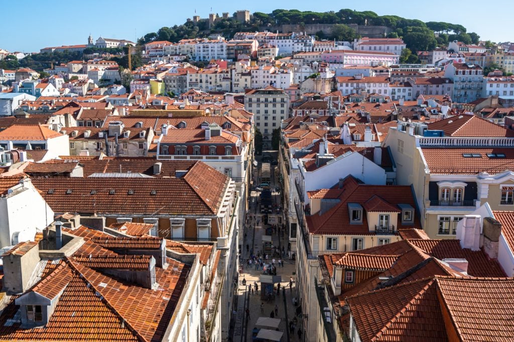 view from santa justa lift, a beautiful view to see on a 3 days in lisbon itinerary
