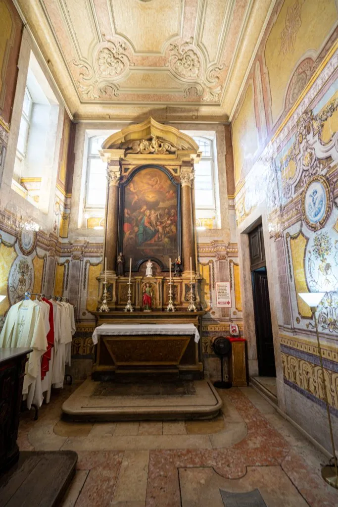 interior of a small room in st anthonys church, one of the best hidden gems in lisbon portugal