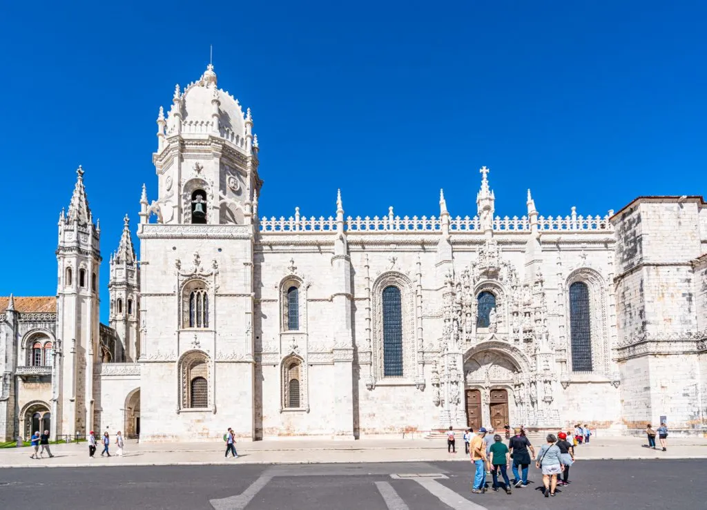 view of church of santa maria de belem and jeronimos monastery from the outside