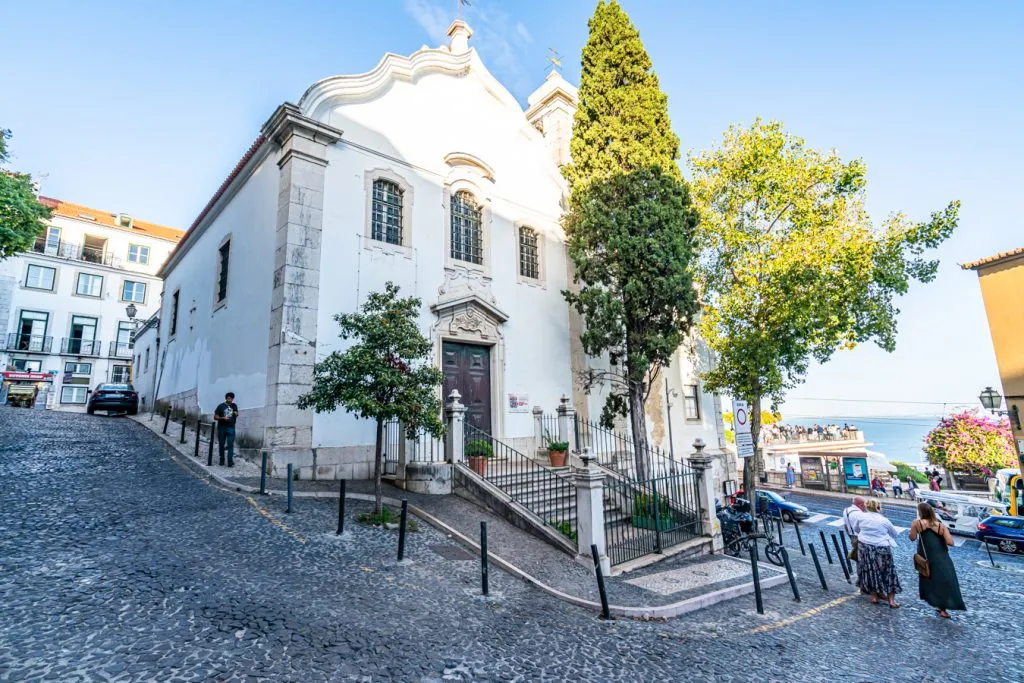 front facade of the igreja de santiago starting point of portuguese way, one of the lisbon secret spots hidden in plain sight
