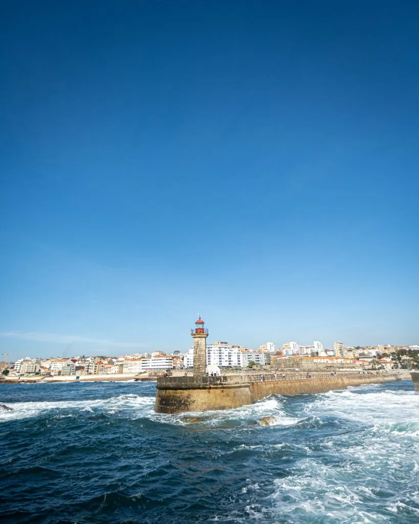 lighthouse of matosinhos portugal as seen from the water