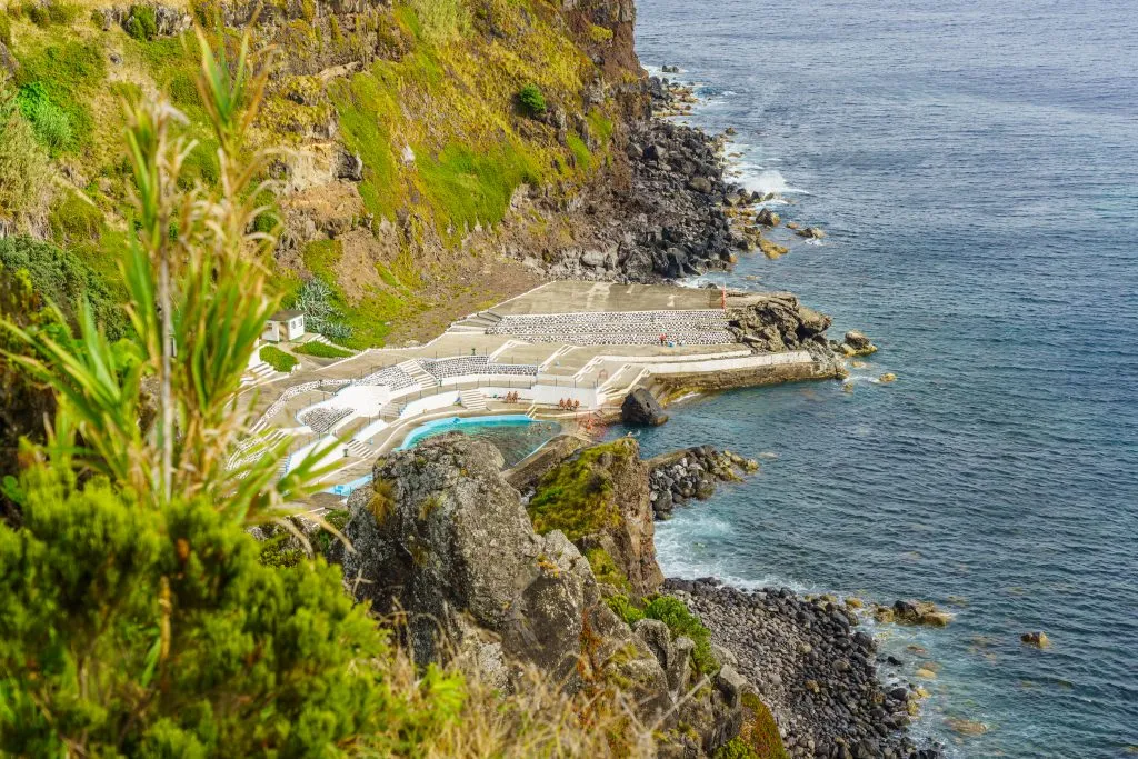 natural pools on terceira island in the azores, one of the beach towns in portugal