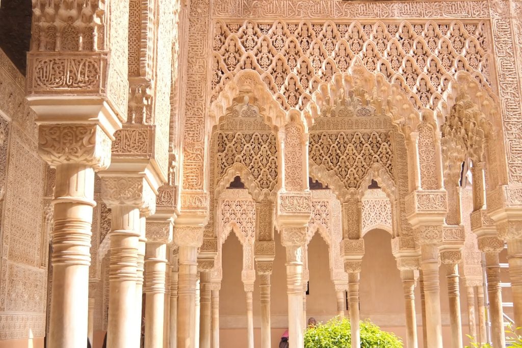 details of nasrid palaces architecture during a visit alhambra granada