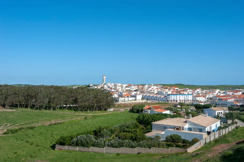 view of vila do bispo portugal from outside the city