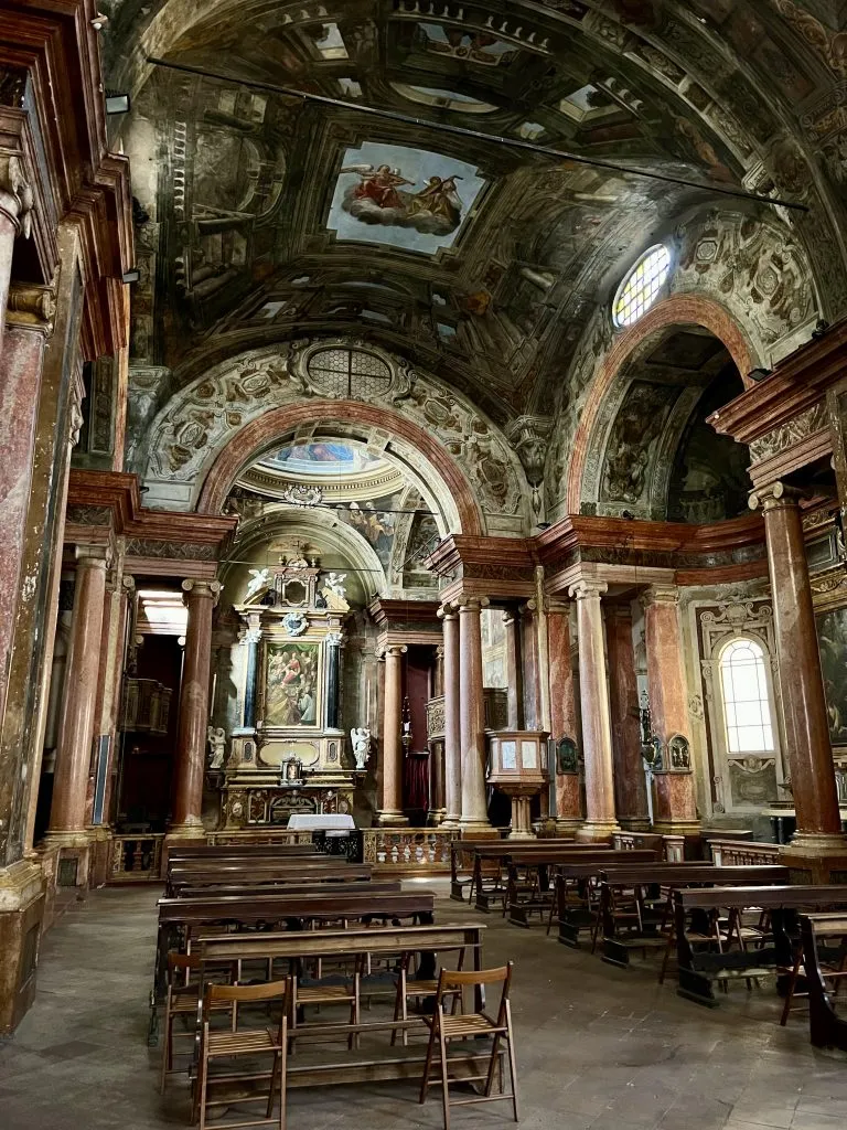 interior of Church of San Alessandro in parma italy