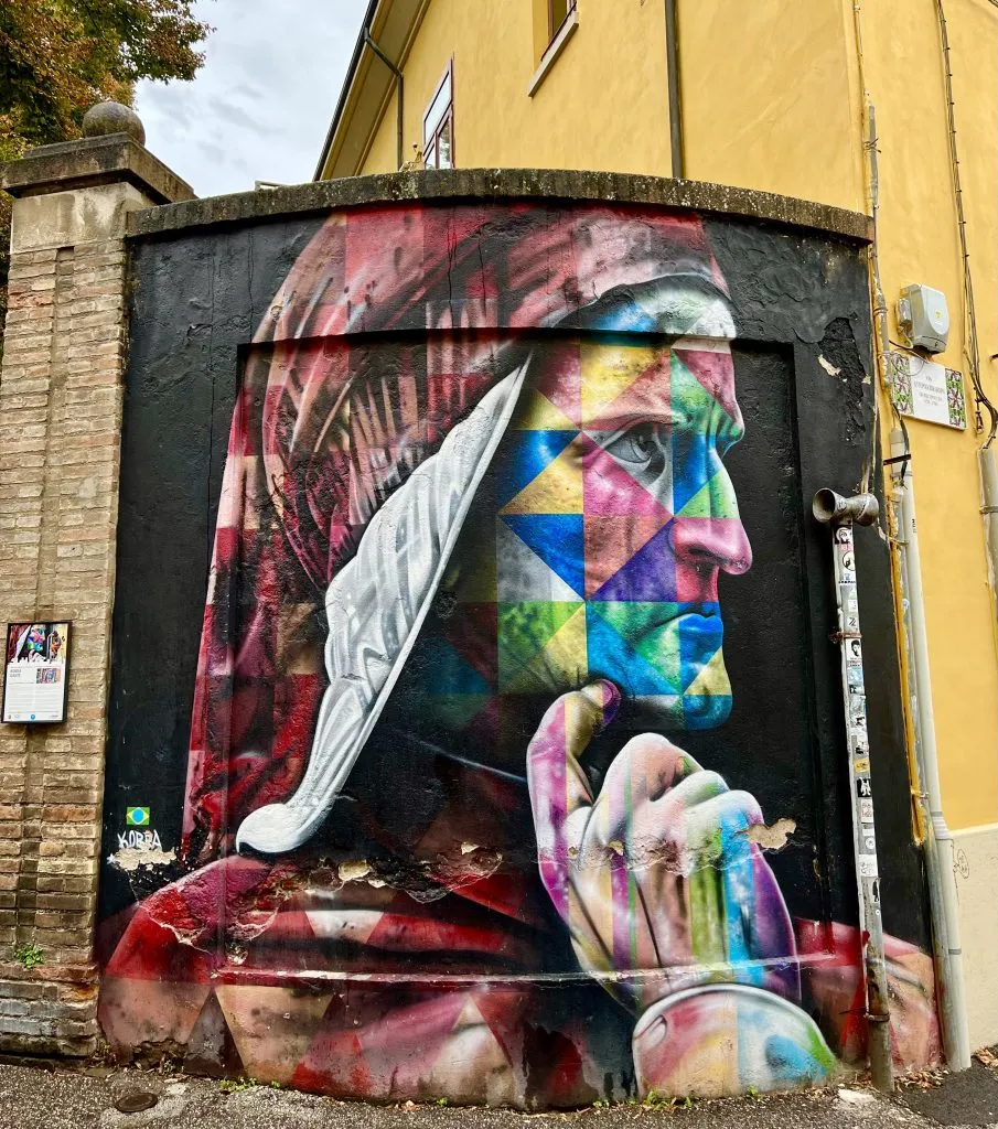 modern street art painting of dante as seen in ravenna
