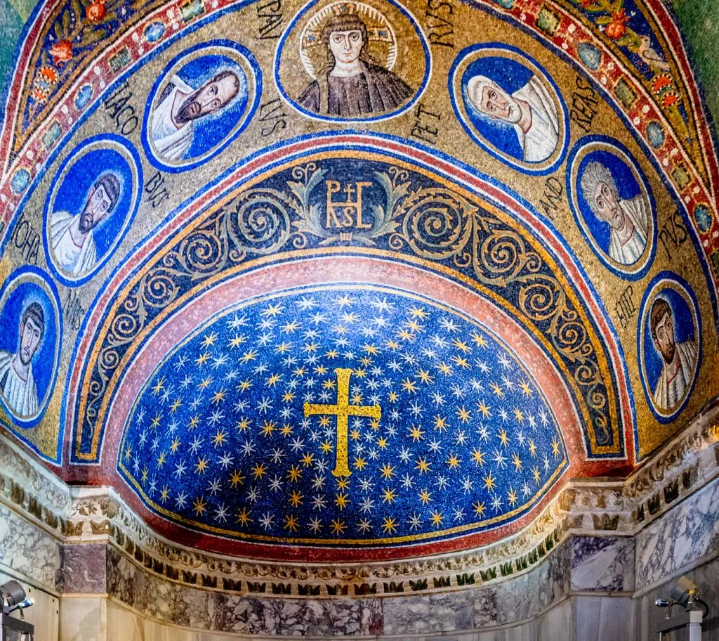 mosaics in st andrews chapel in ravenna, one of the best day trips from bologna italy