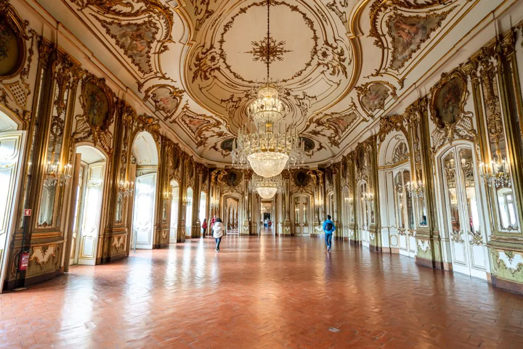 empty ballroom of queluz national palace, one of the best lisbon off the beaten path spots