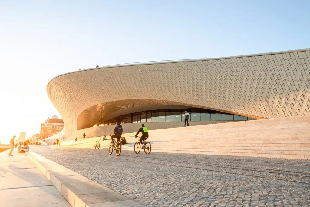 modern white curved building of the maat, one of the best museums in lisbon portugal