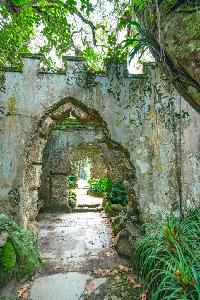 chapel ruins on the grounds on monserrate palace sintra day trip from lisbon portugal