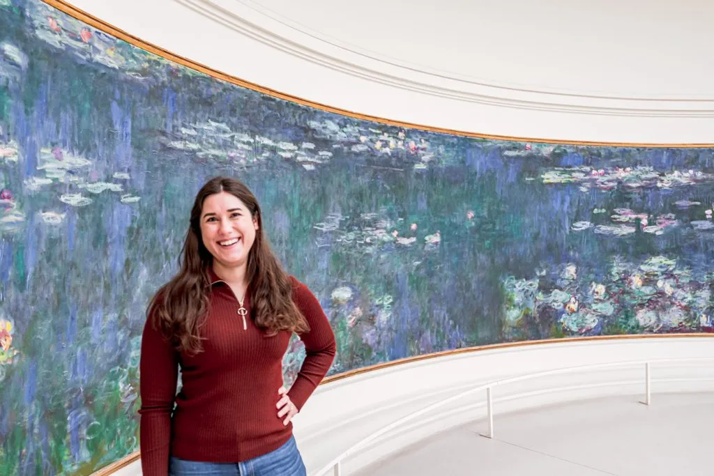 kate storm in the musee de l'orangerie with monet water lilies, one of the best small museums in paris visit
