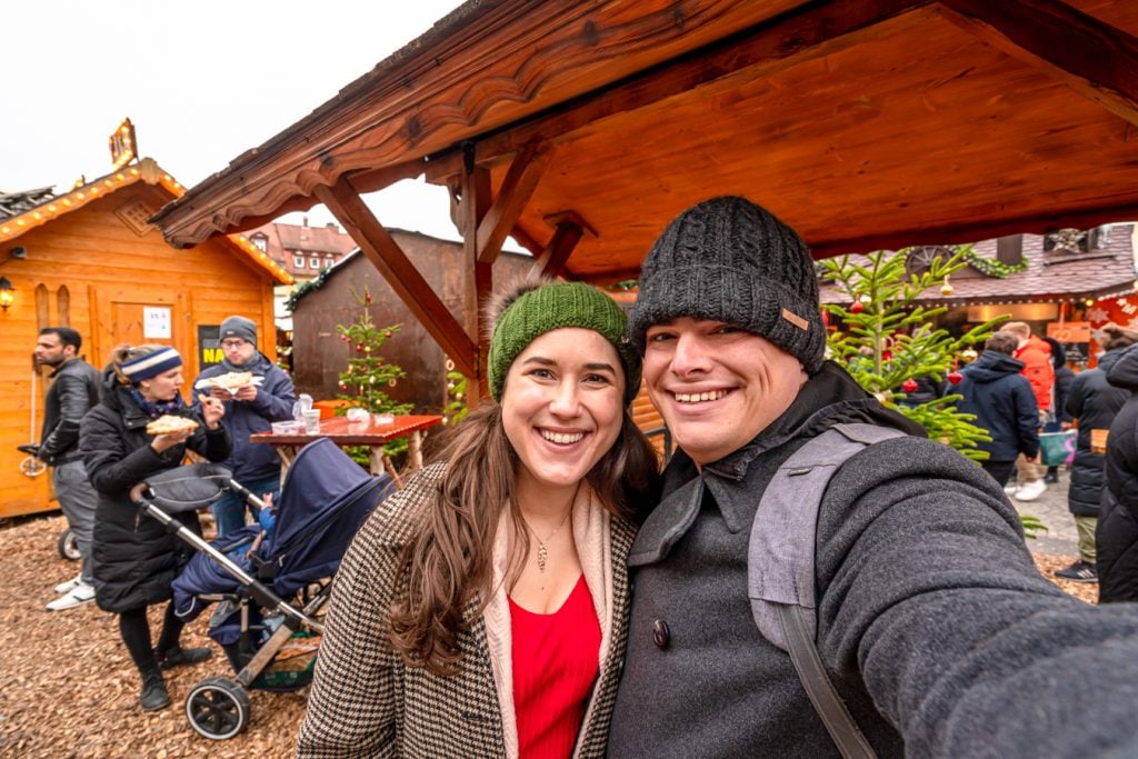 kate storm and jeremy storm enjoying an advent market bamberg