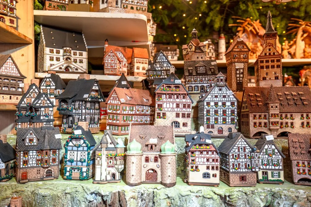 miniature houses from sale at a christmas market in nuremberg, as seen during december in bavaria germany