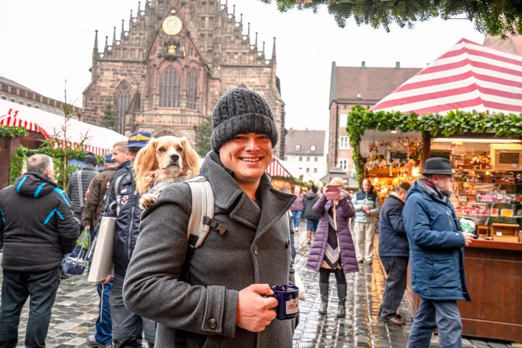 jeremy storm and ranger storm in the nuremberg christmas market when visiting bavaria in december