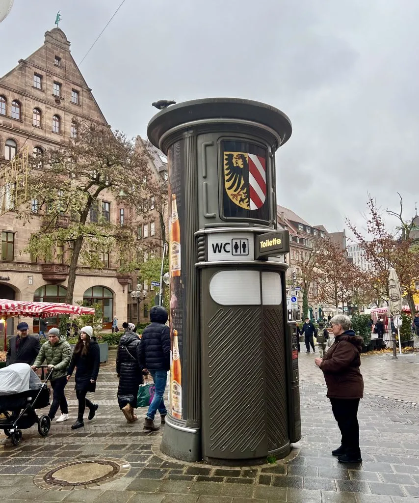 european public toilet on a winter day in nuremberg