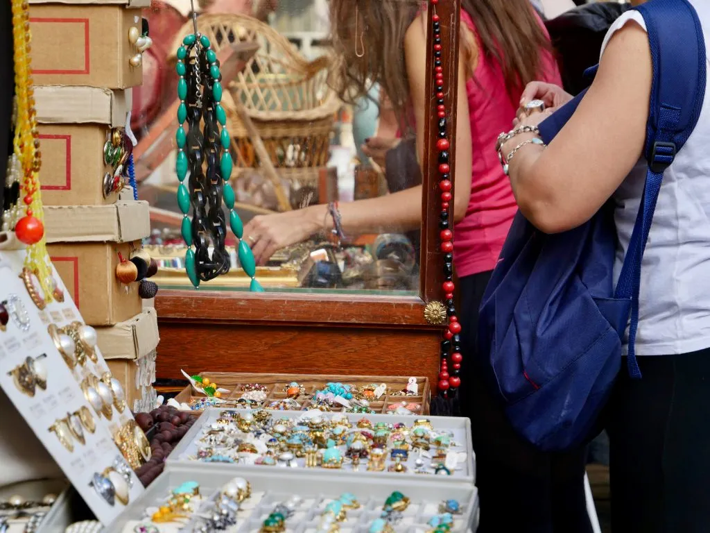 jewelry from sale at a paris flea market brocante