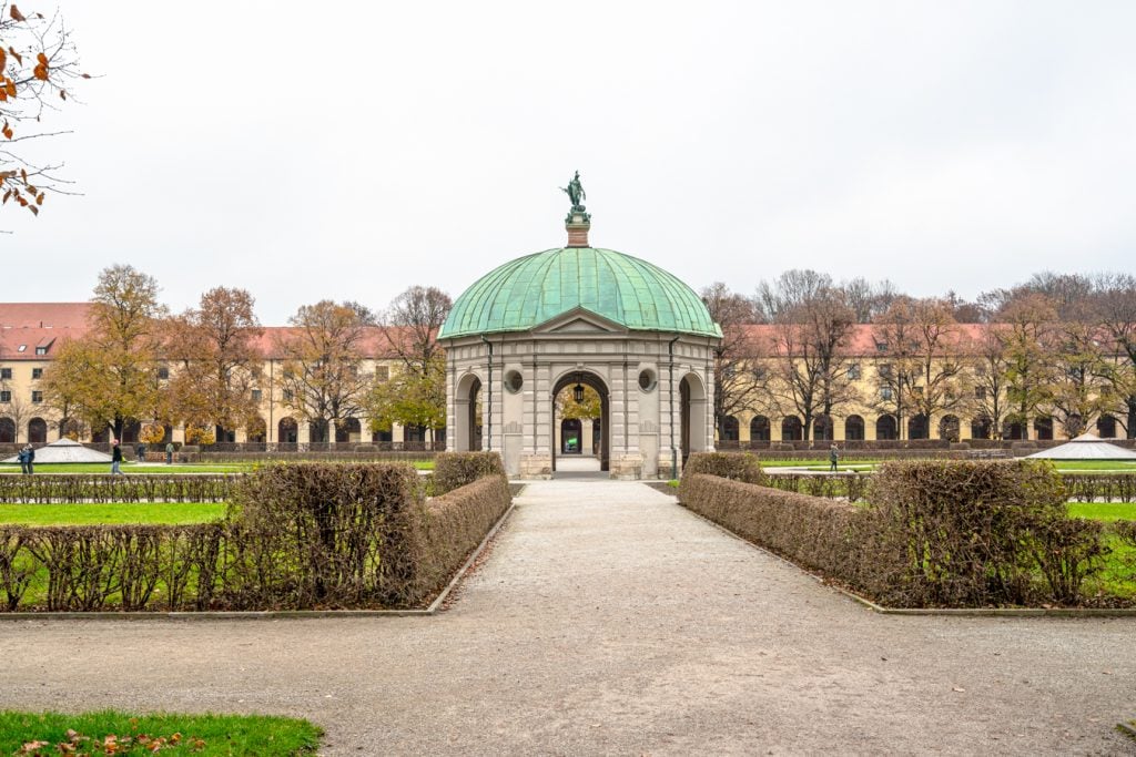 diana temple in hofgarten on a cloudy winter day in munich germany