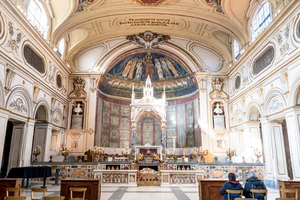 interior of the basilica of santa cecilia in trastevere, one of the best places to go trastevere rome