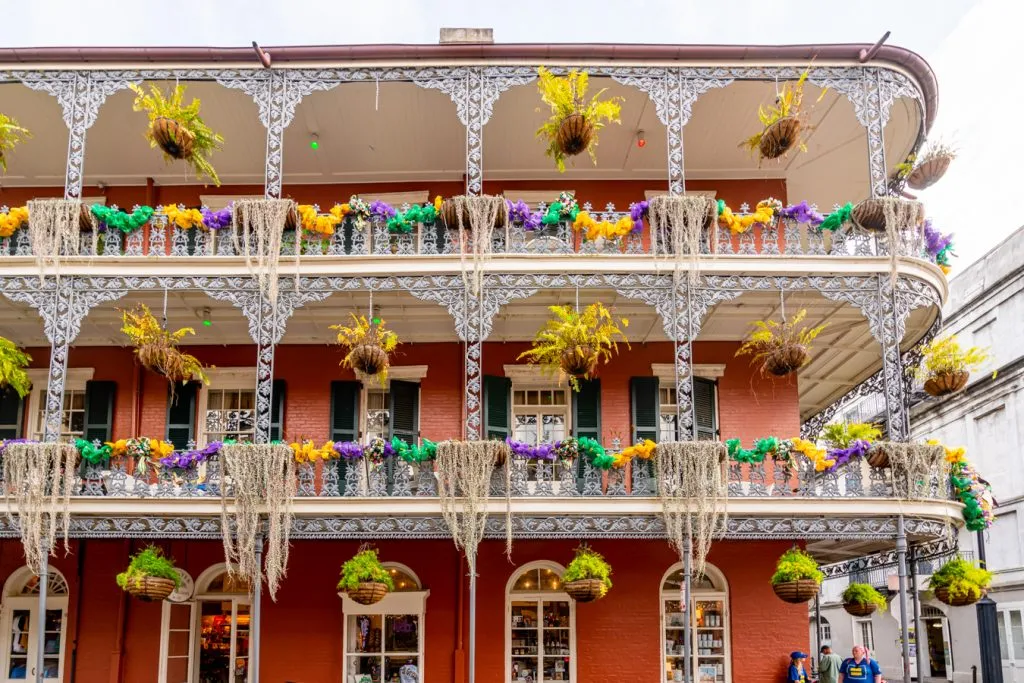 close up of metal balconies in the french quarter in new orleans