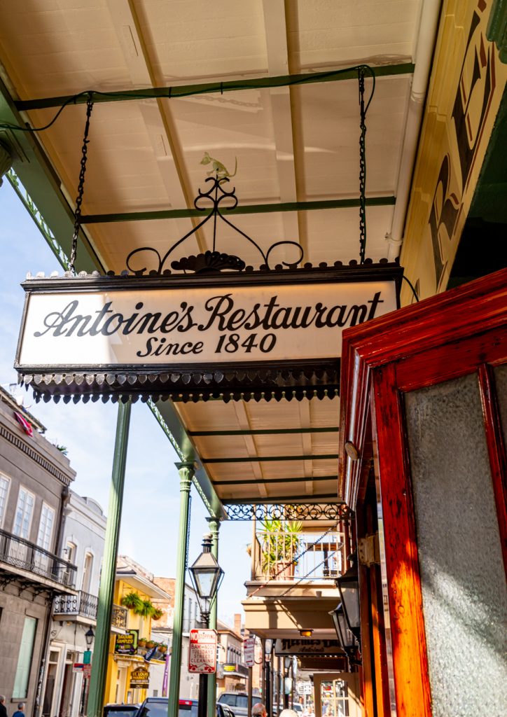 sign for antoines restaurant as seen during weekend new orleans itinerary