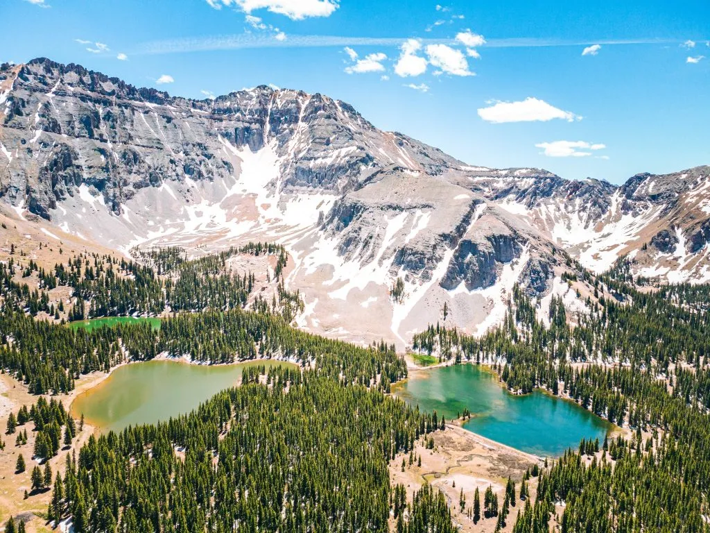 view of alta lakes colorado from above in the summer