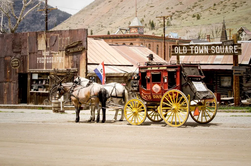 old wild west section of silverton co with horse and buggy