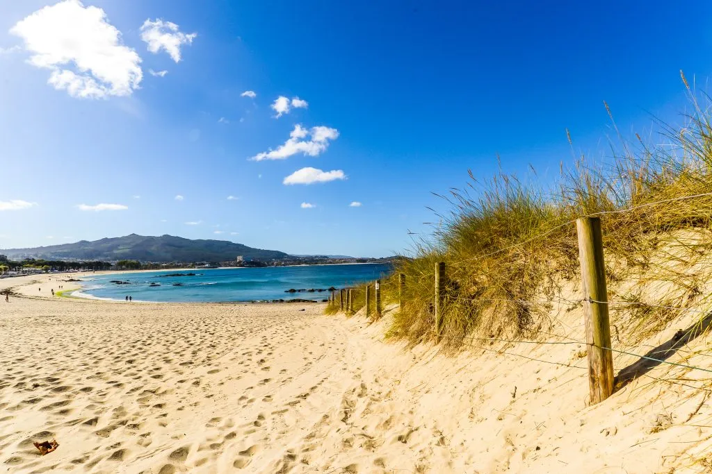 sandy samil beach in vigo spain on a sunny day