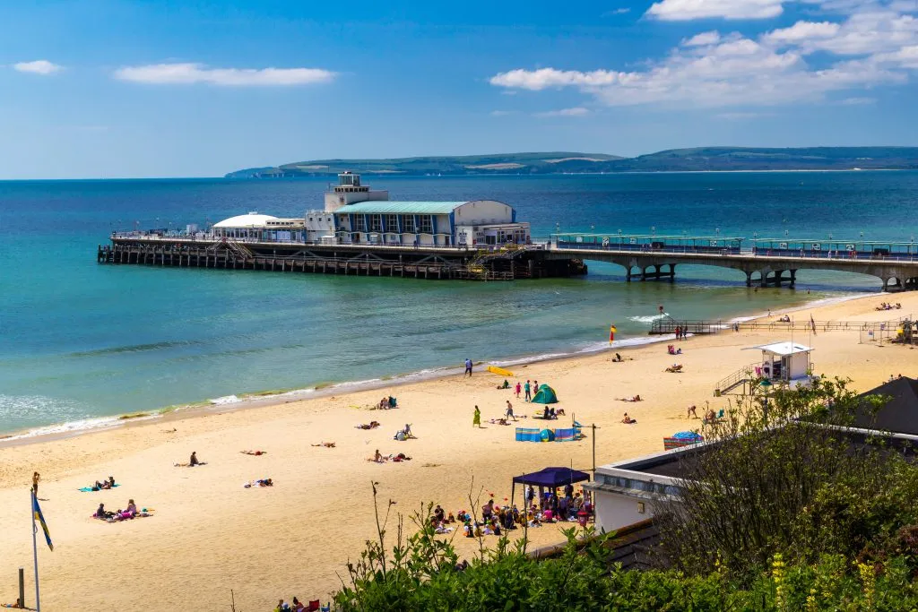 sandy beach and pier in bournemouth england beach city europe