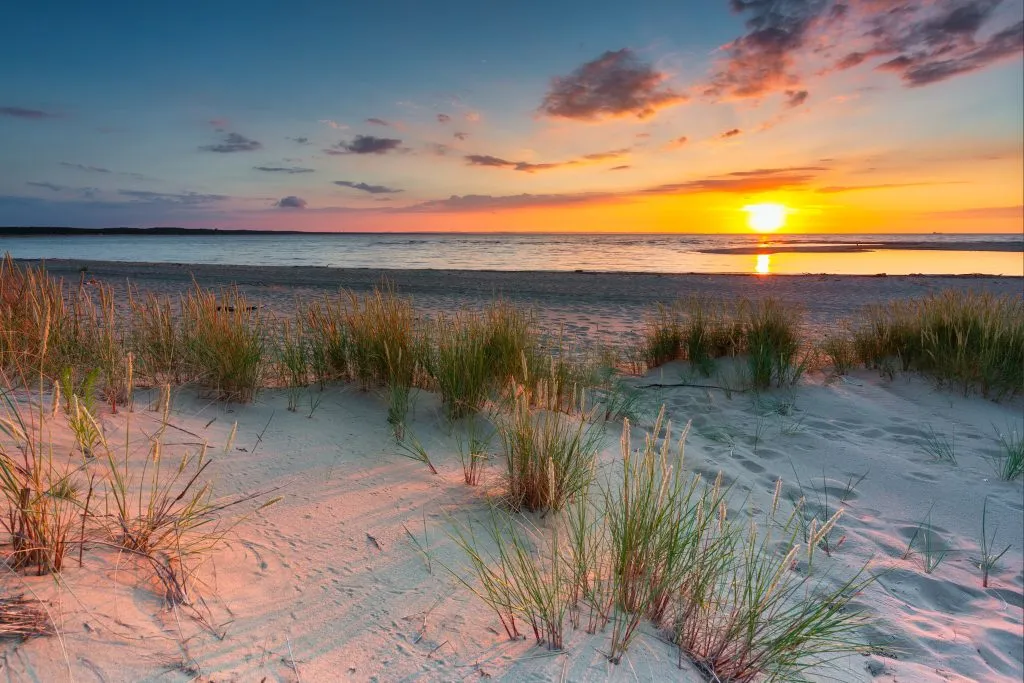 sunset over the north sea near gdansk poland, one of the best cities with beaches europe